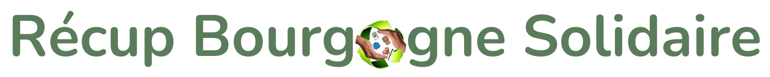 Logo de "Récup Bourgogne Solidaire" avec un symbole de recyclage et une main